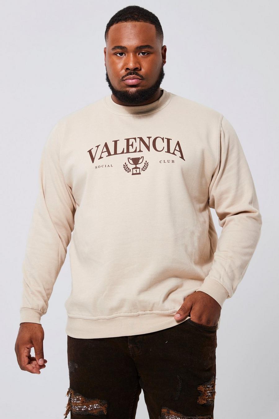 Plus Sweatshirt mit Valencia City-Print, Sand beige