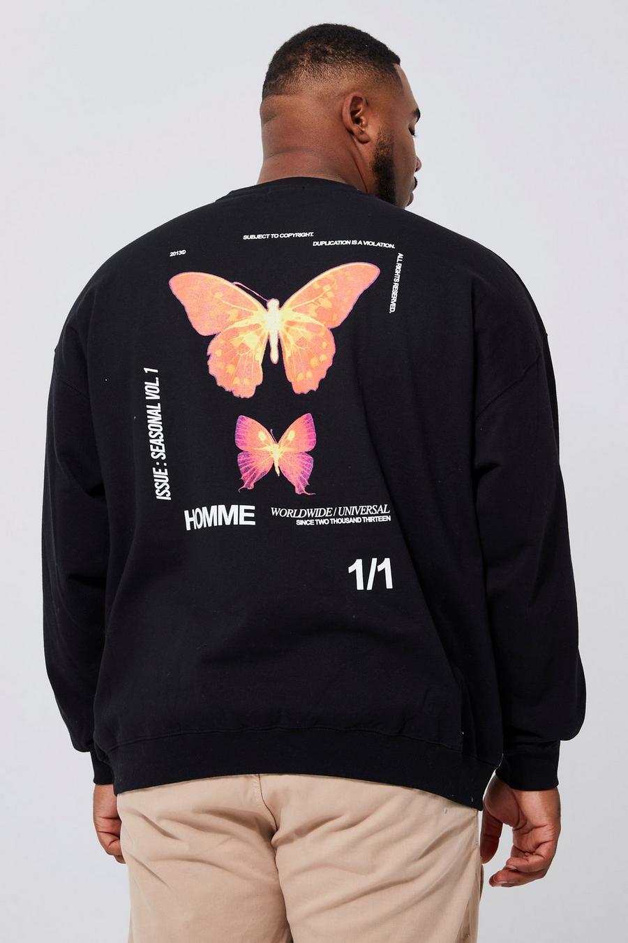 Black Plus Heat Sense Butterfly Graphic Sweatshirt image number 1