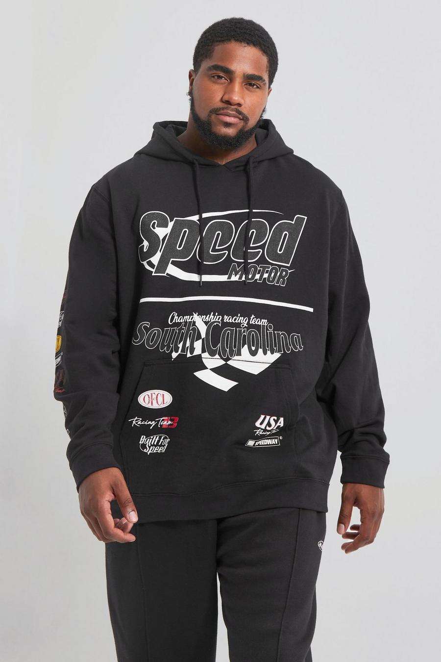 Black Plus Speed Moto Printed Hoodie image number 1