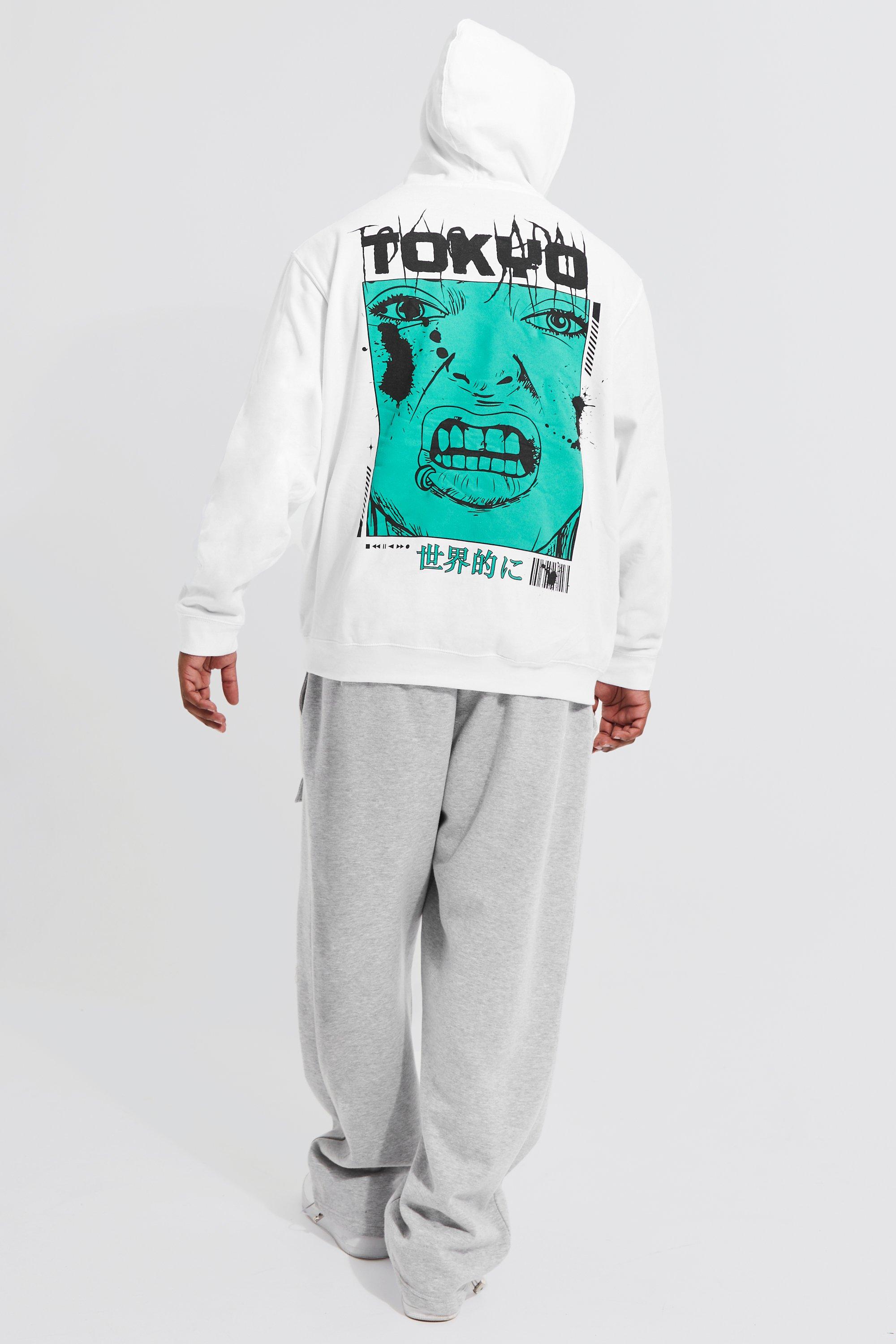 Plus Anime Face Graphic Hoodie