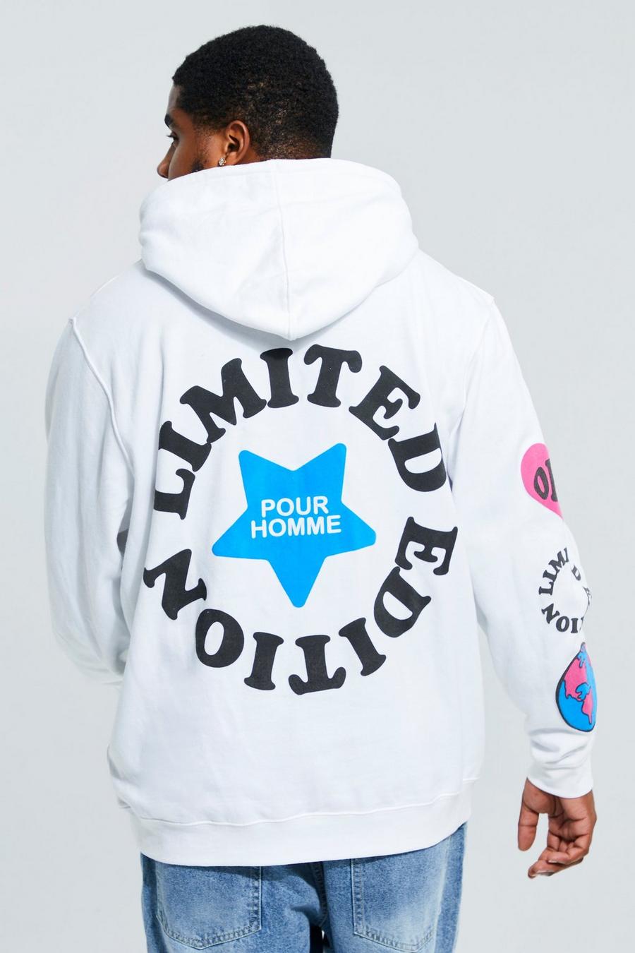 White Plus Worldwide Puff Print Hoodie