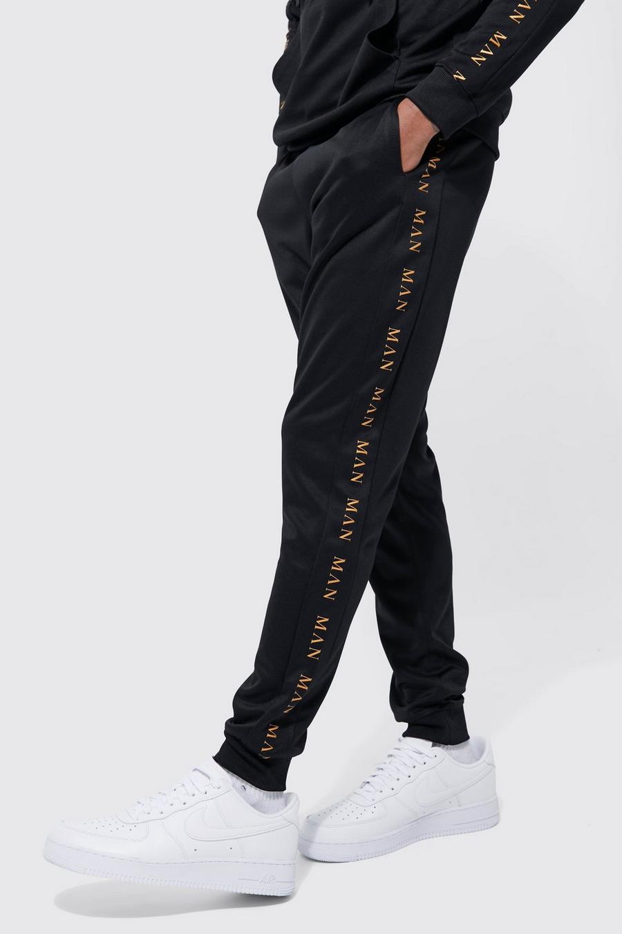 Black Man Gold Skinny Tricot Joggers  image number 1