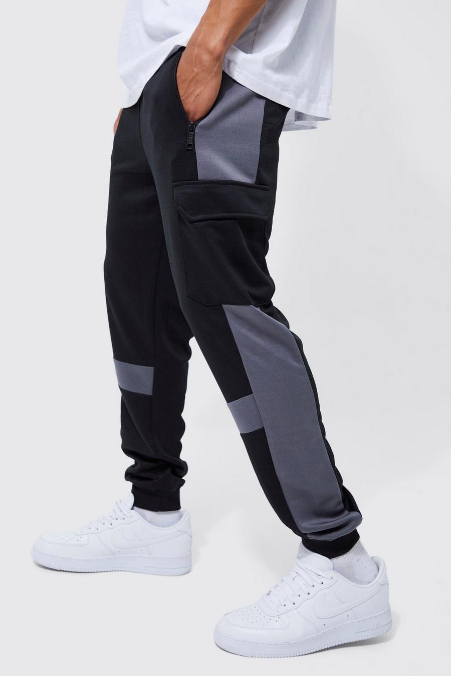 Pantalón deportivo ajustado Limited con colores en bloque, Black nero