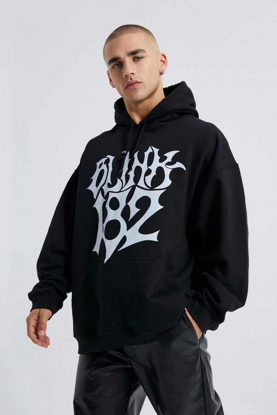 Sudadera oversize con capucha y estampado de Blink 182, Black image number 1