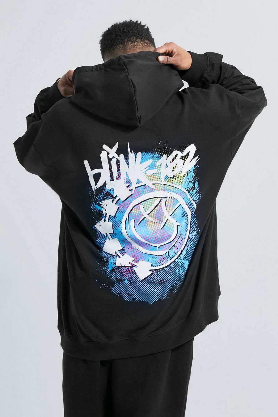 Black Oversized Blink 182 License Hoodie image number 1