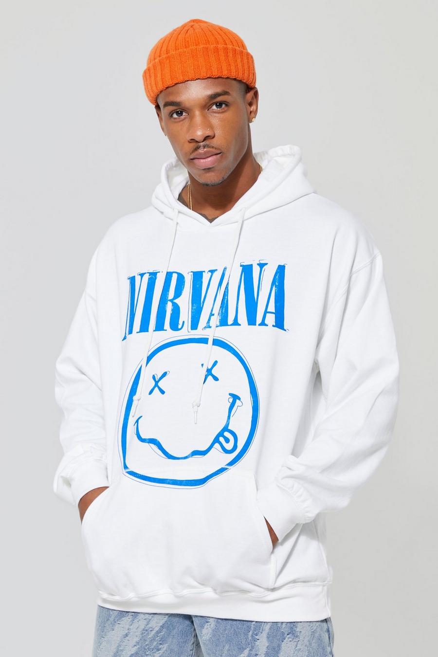 White Oversized Nirvana Face License Hoodie