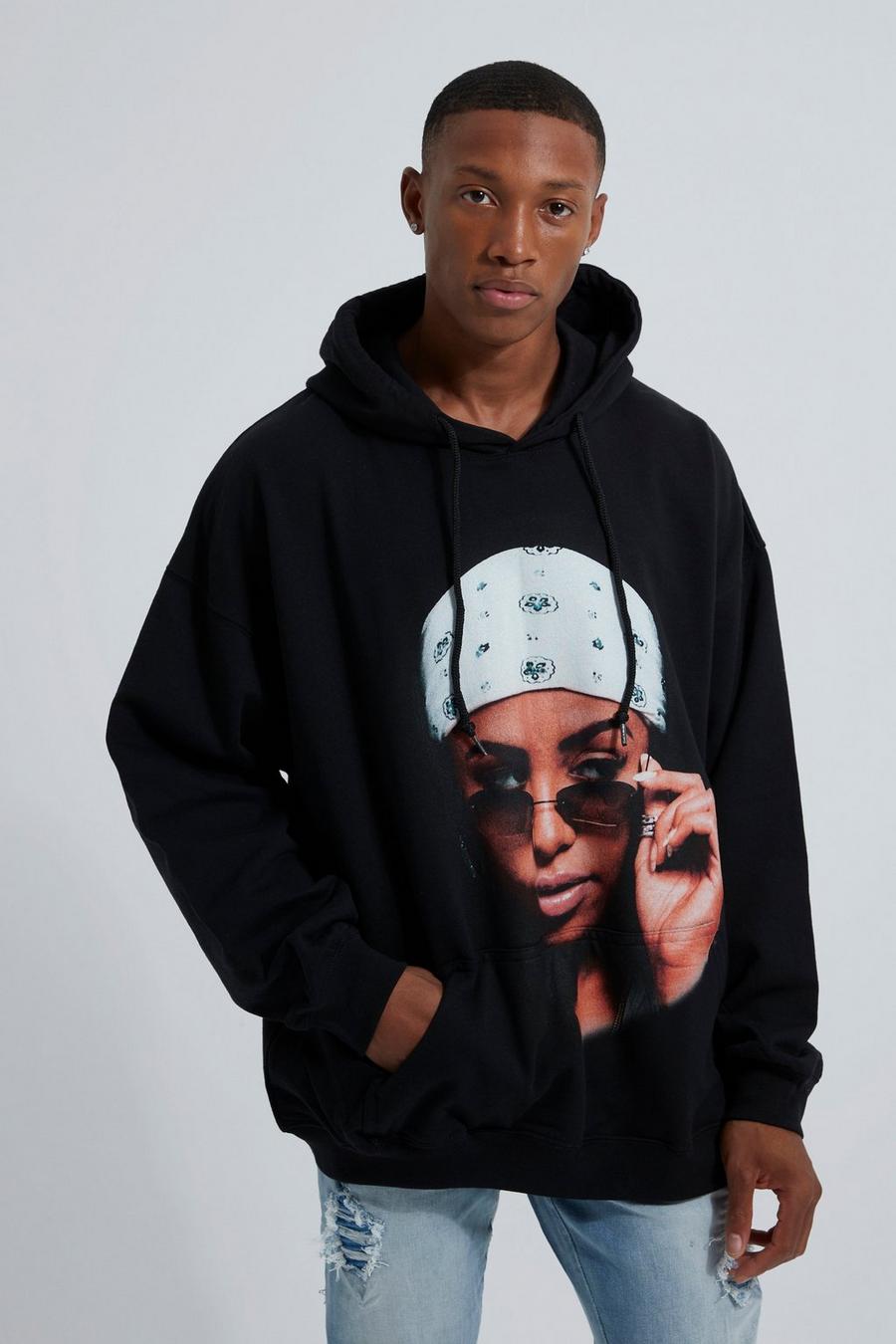 Black Aaliyah Oversized t-shirt med fototryck image number 1