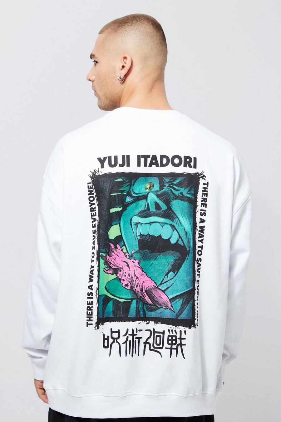 White Oversized Jujitsu Kaisen License Sweatshirt image number 1