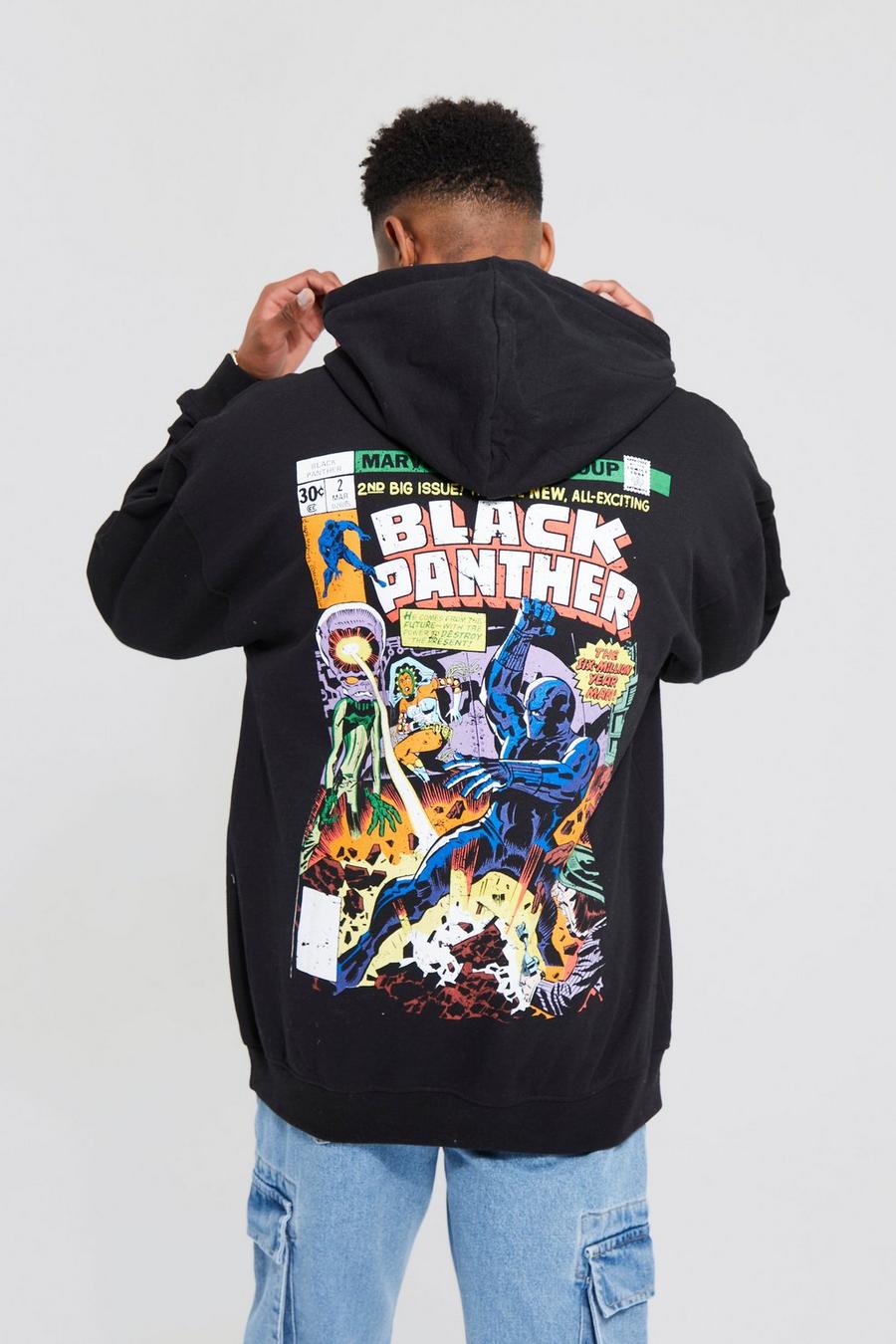 Oversized Black Panther Comic License Hoodie image number 1