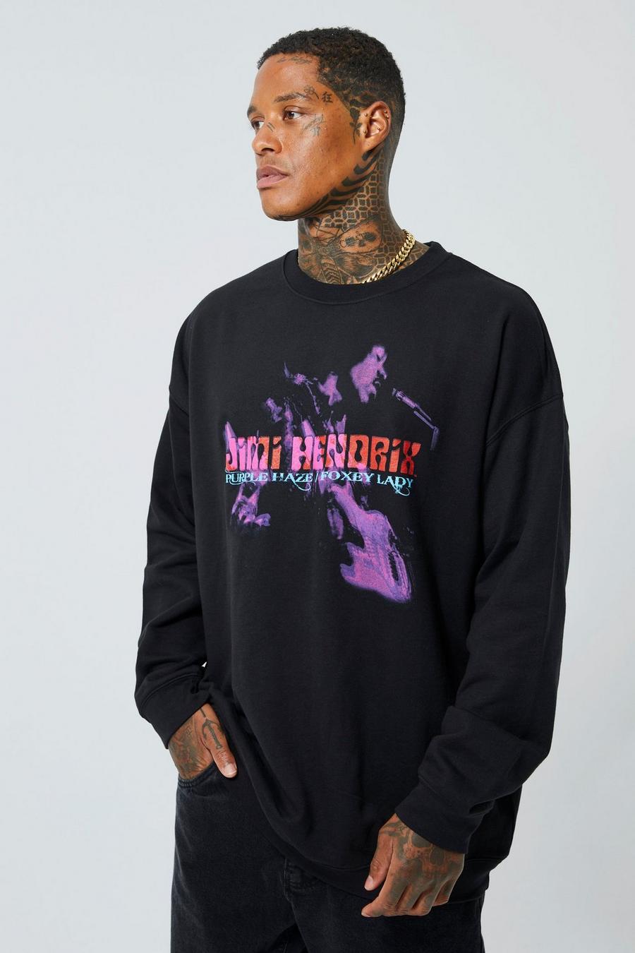 Black Oversized Jimi Hendrix License Sweatshirt image number 1