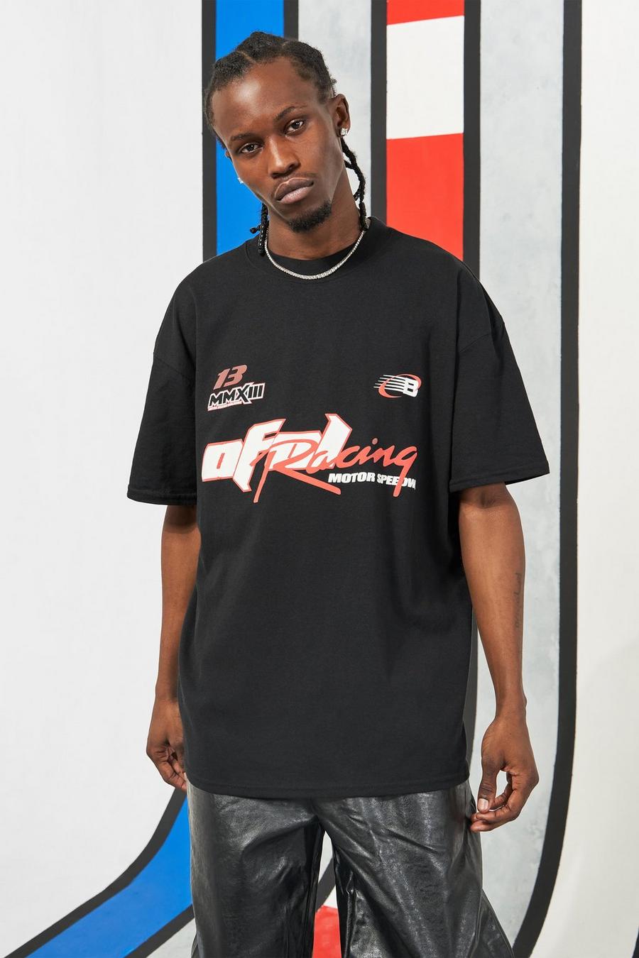Oversize T-Shirt mit Moto-Print, Black image number 1