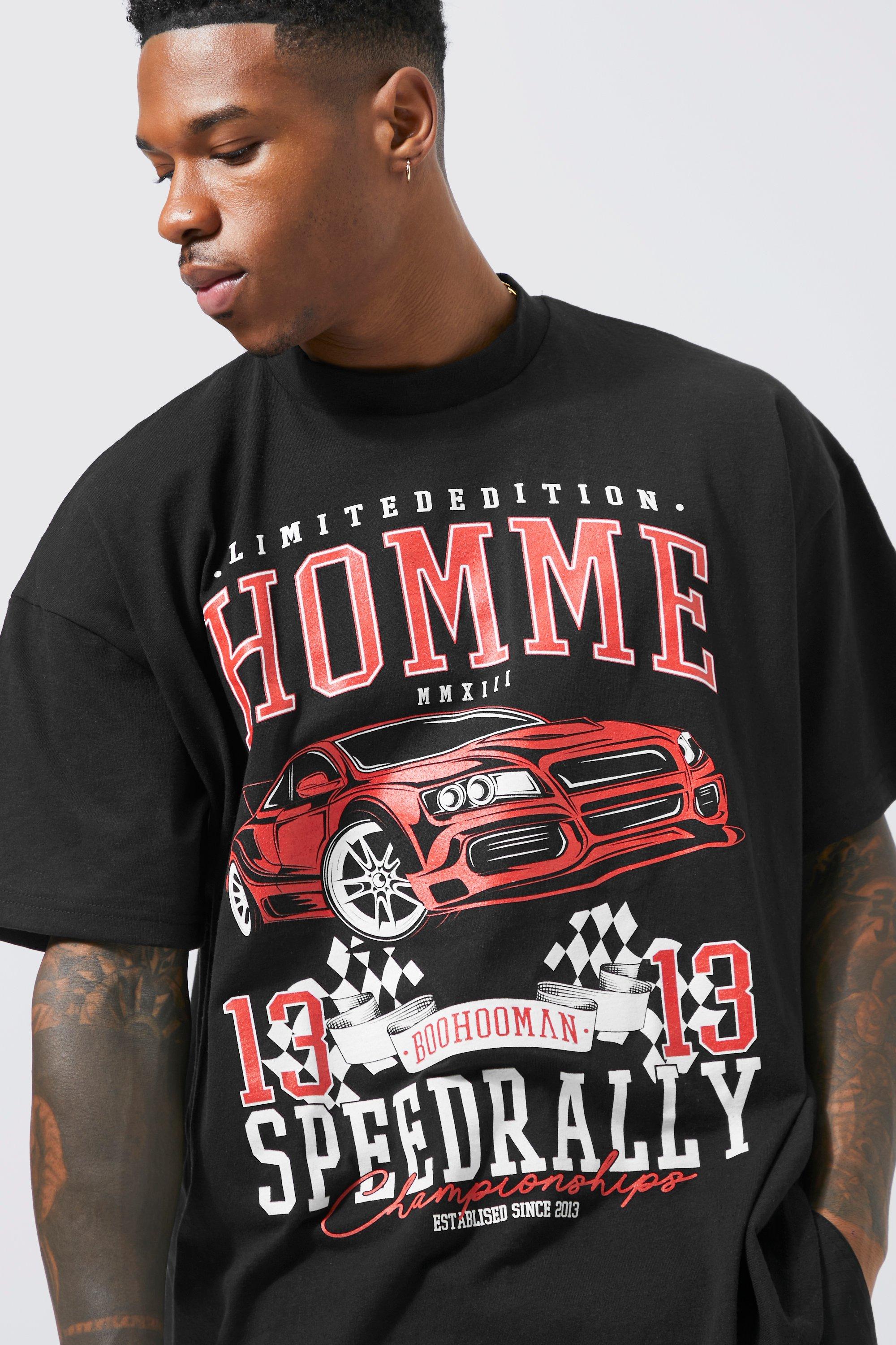 Oversized Homme Car Graphic T-shirt