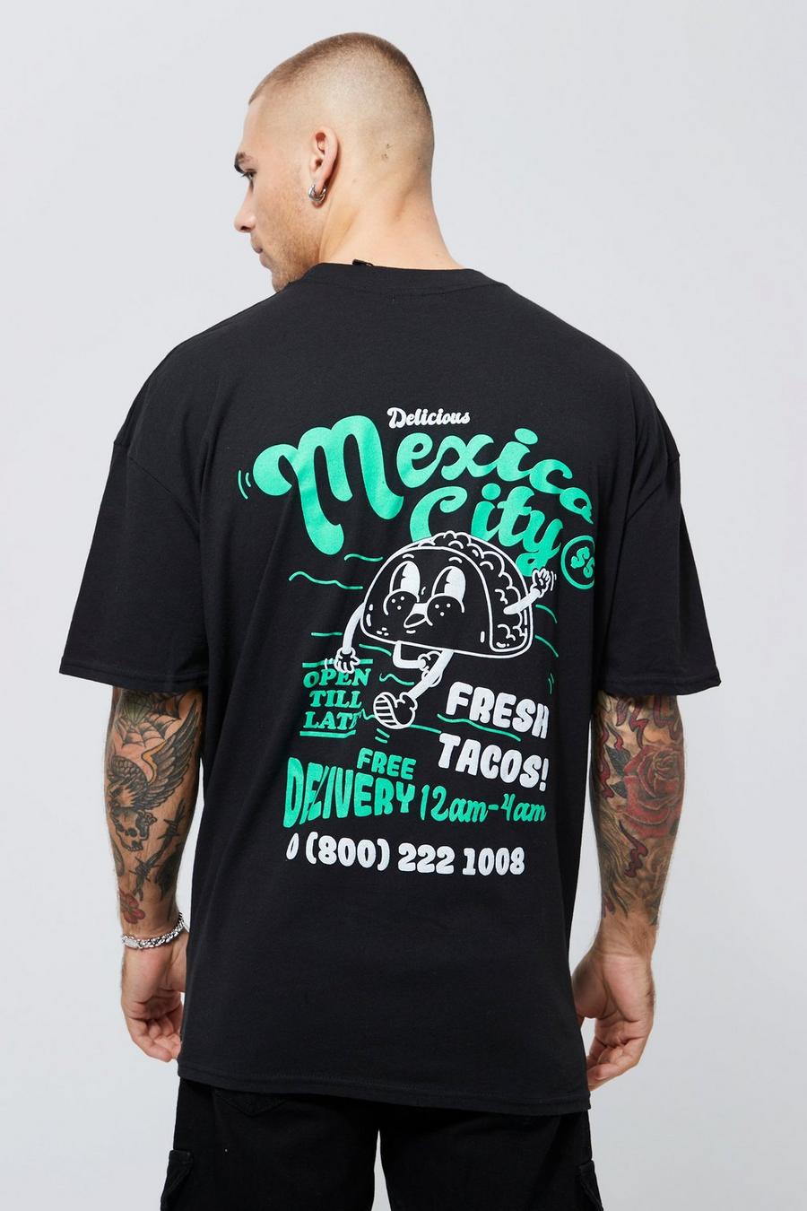 Black Oversized Mexico City Graphic T-shirt image number 1