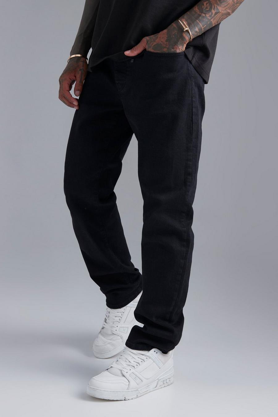 Washed black Straight Leg Stretch Jeans