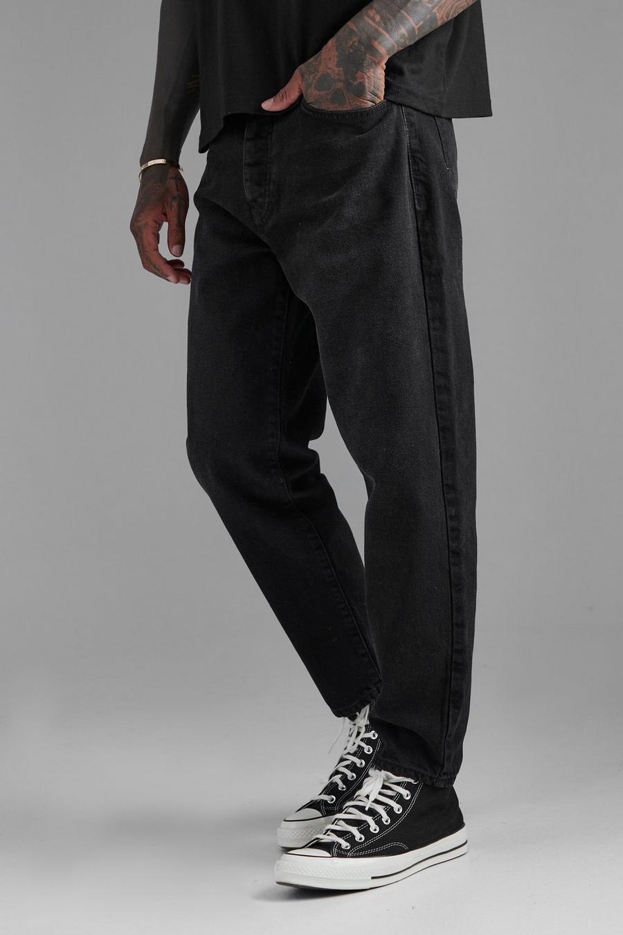 Washed black Tapered Relaxed Rigid Jeans