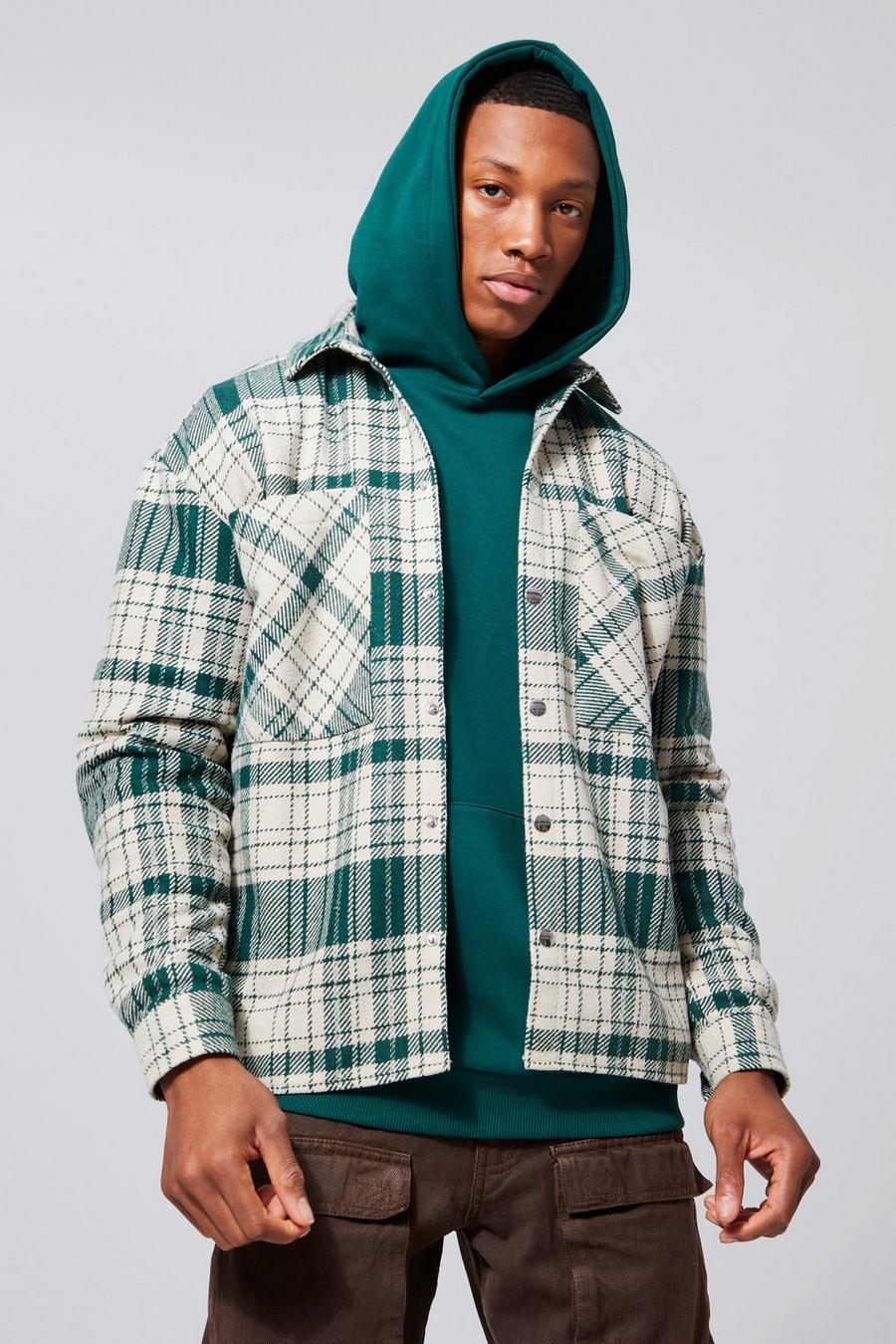 Forest Check Boxy Overshirt With Large Pockets image number 1