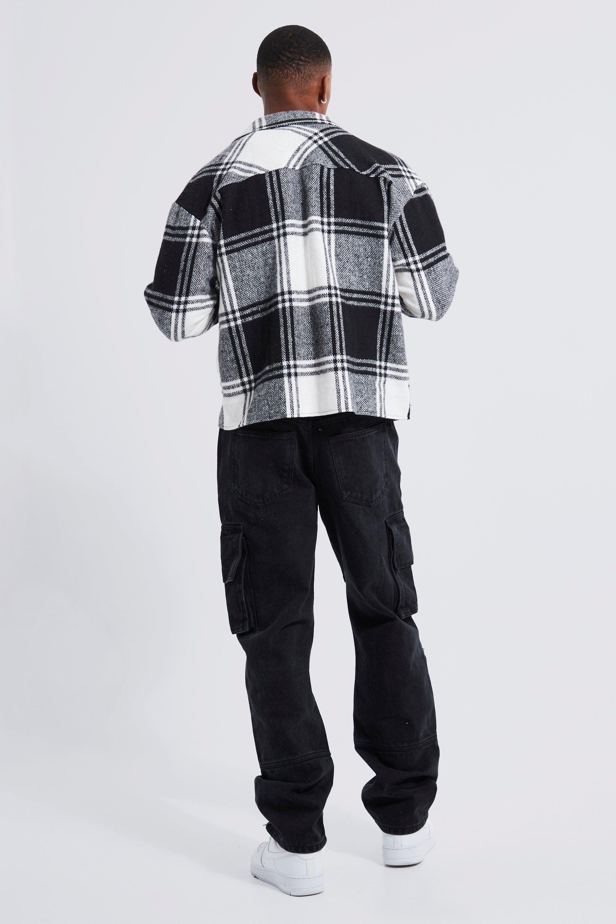 Boxy Crop Brushed Check Overshirt