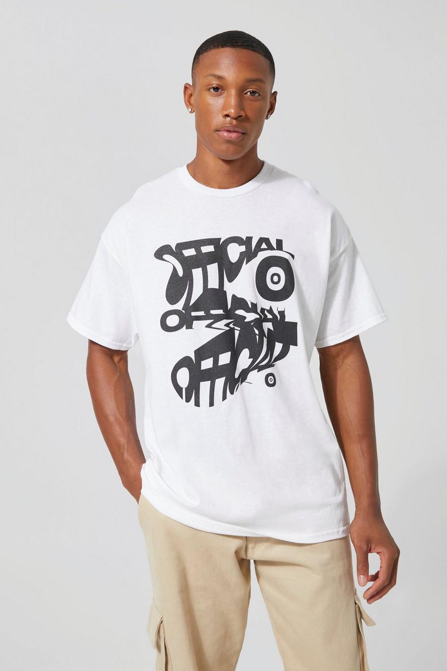 White Oversized Official Splice Graphic T-shirt image number 1