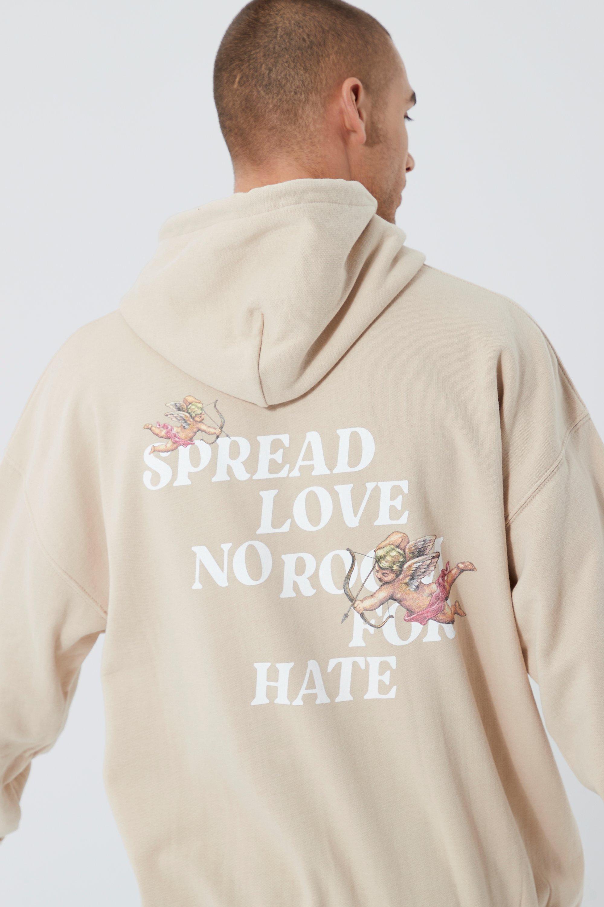 Oversized Spread Love Cherub Puff Print Hoodie boohoo CA