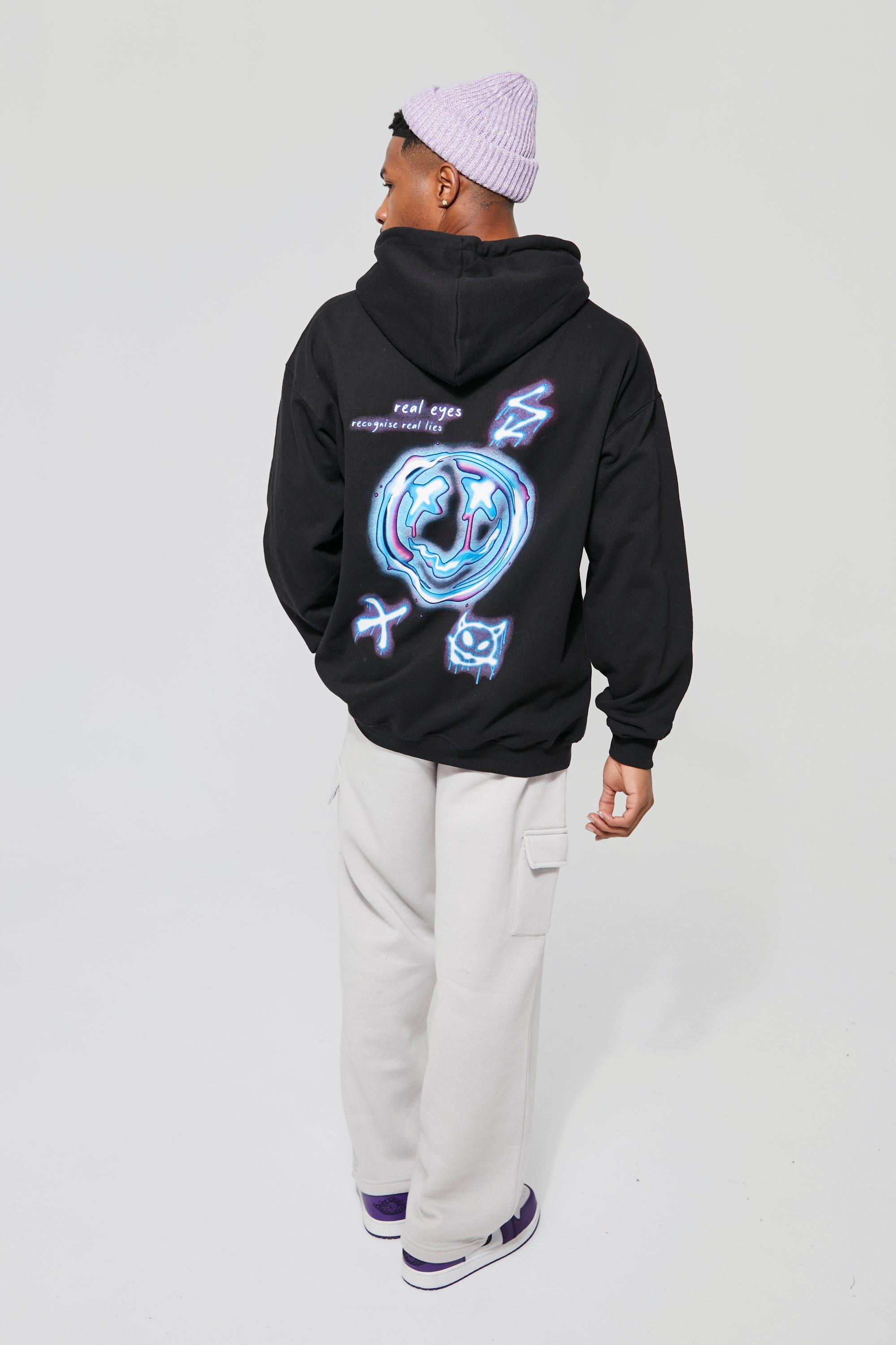 Oversized Real Eyes Graphic Hoodie boohoo NZ