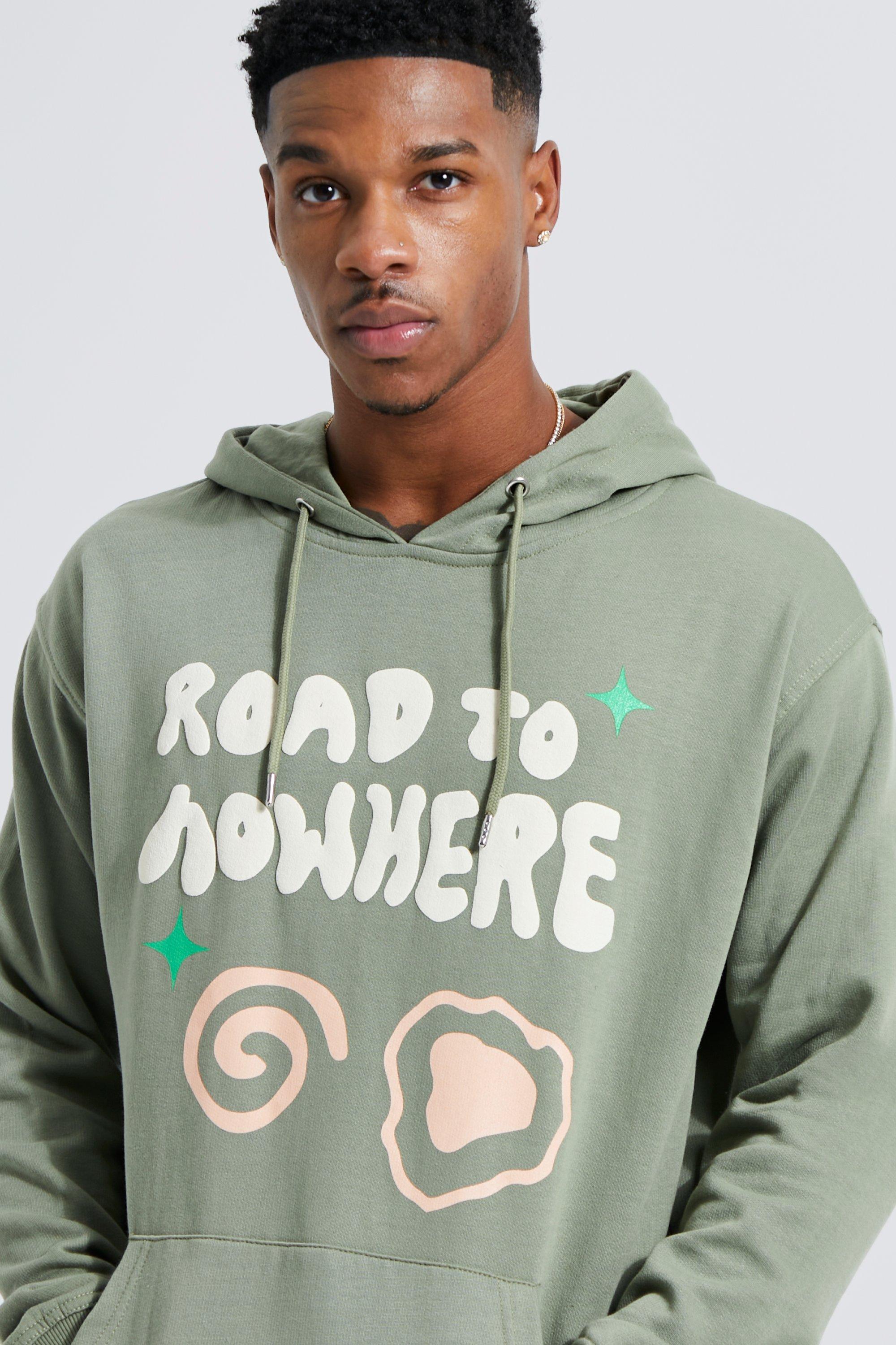 Oversized Road To Nowhere Puff Print Hoodie