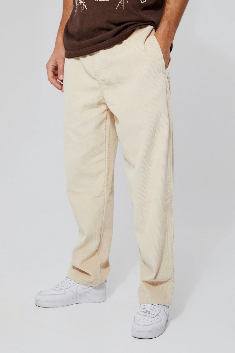 Stone beige Tall Elastic Waist Skate Cord Trouser  image number 1