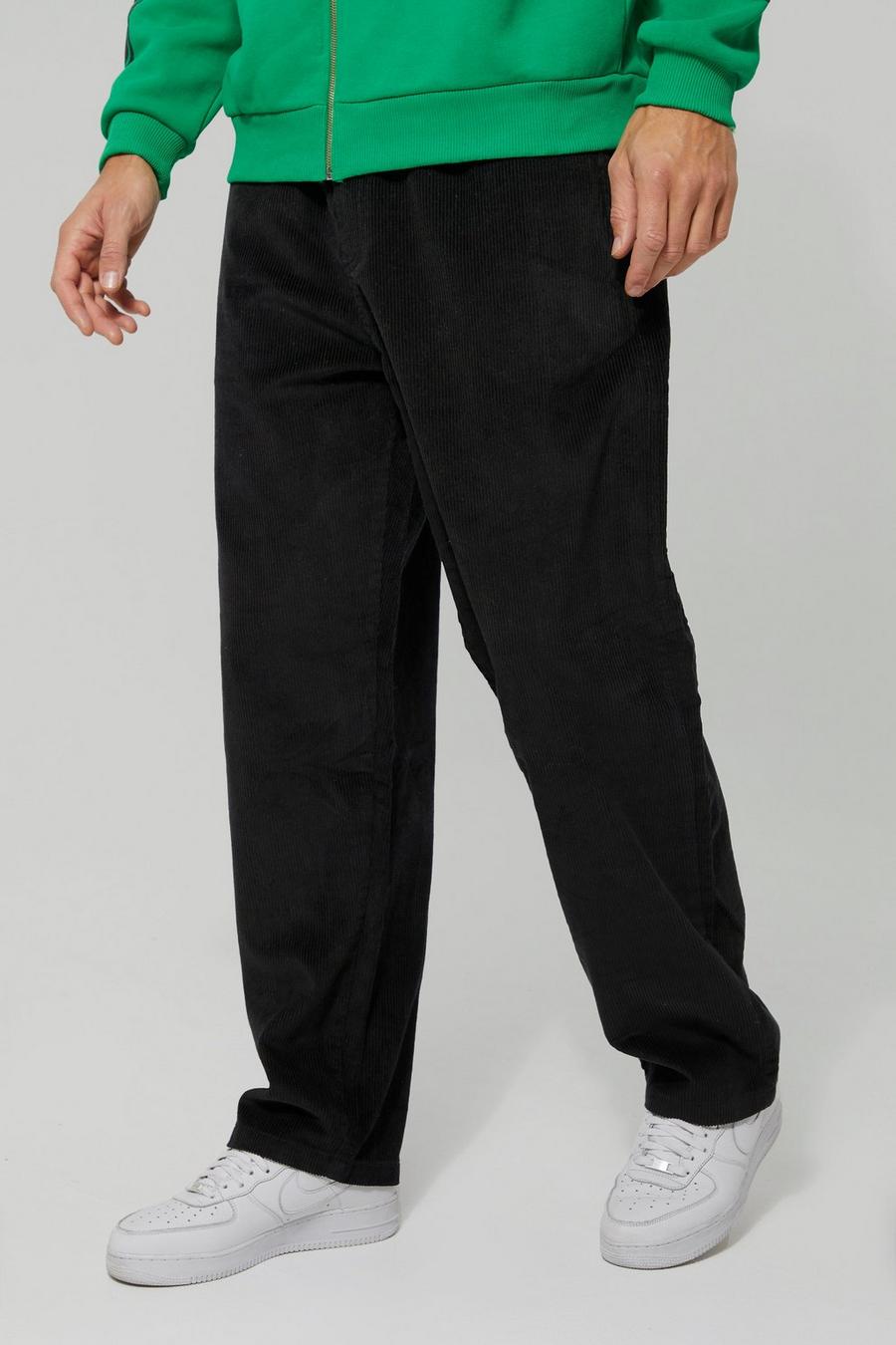 Black Tall Elastic Waist Skate Cord Trouser