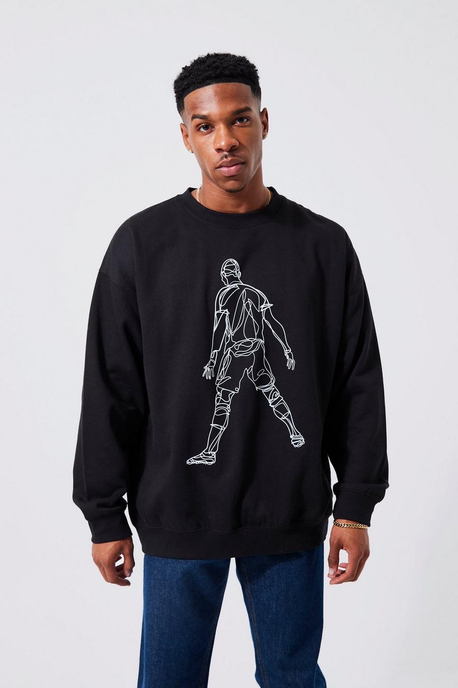 Oversize Sweatshirt mit Football Celebration Print, Black image number 1