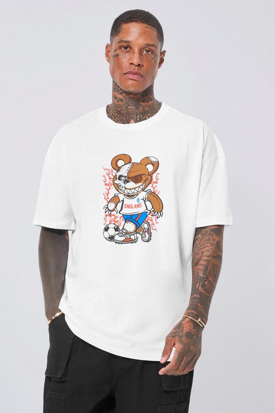 White weiß Oversized England Teddy T-shirt image number 1