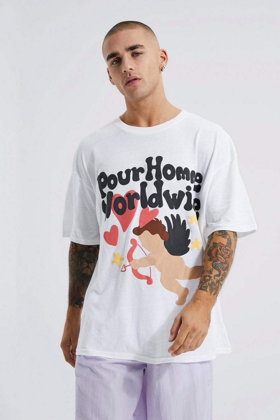 Ecru Oversized Cherub Graphic T-shirt image number 1