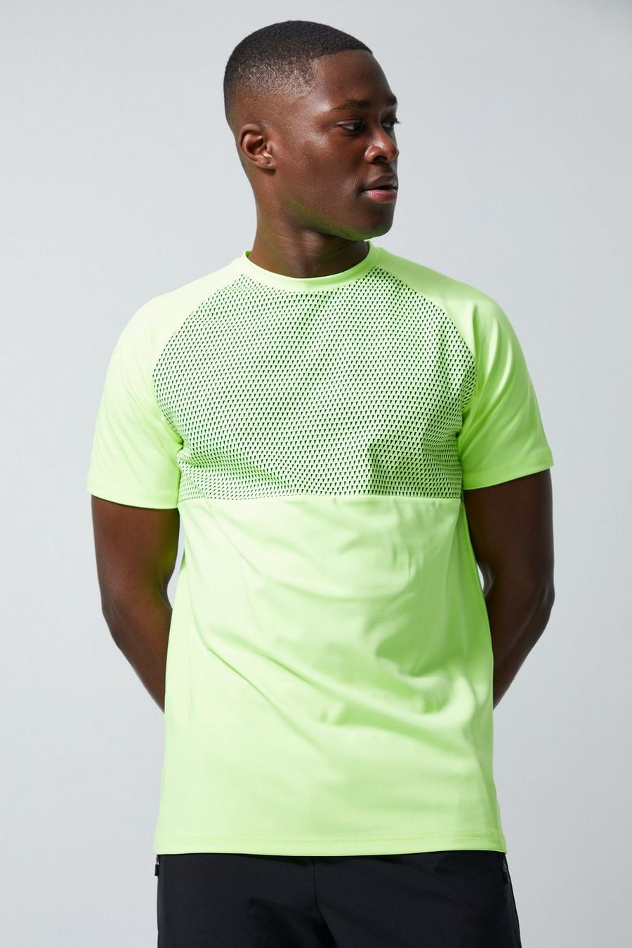 Man Active T-Shirt mit Kontrast-Print, Neon image number 1
