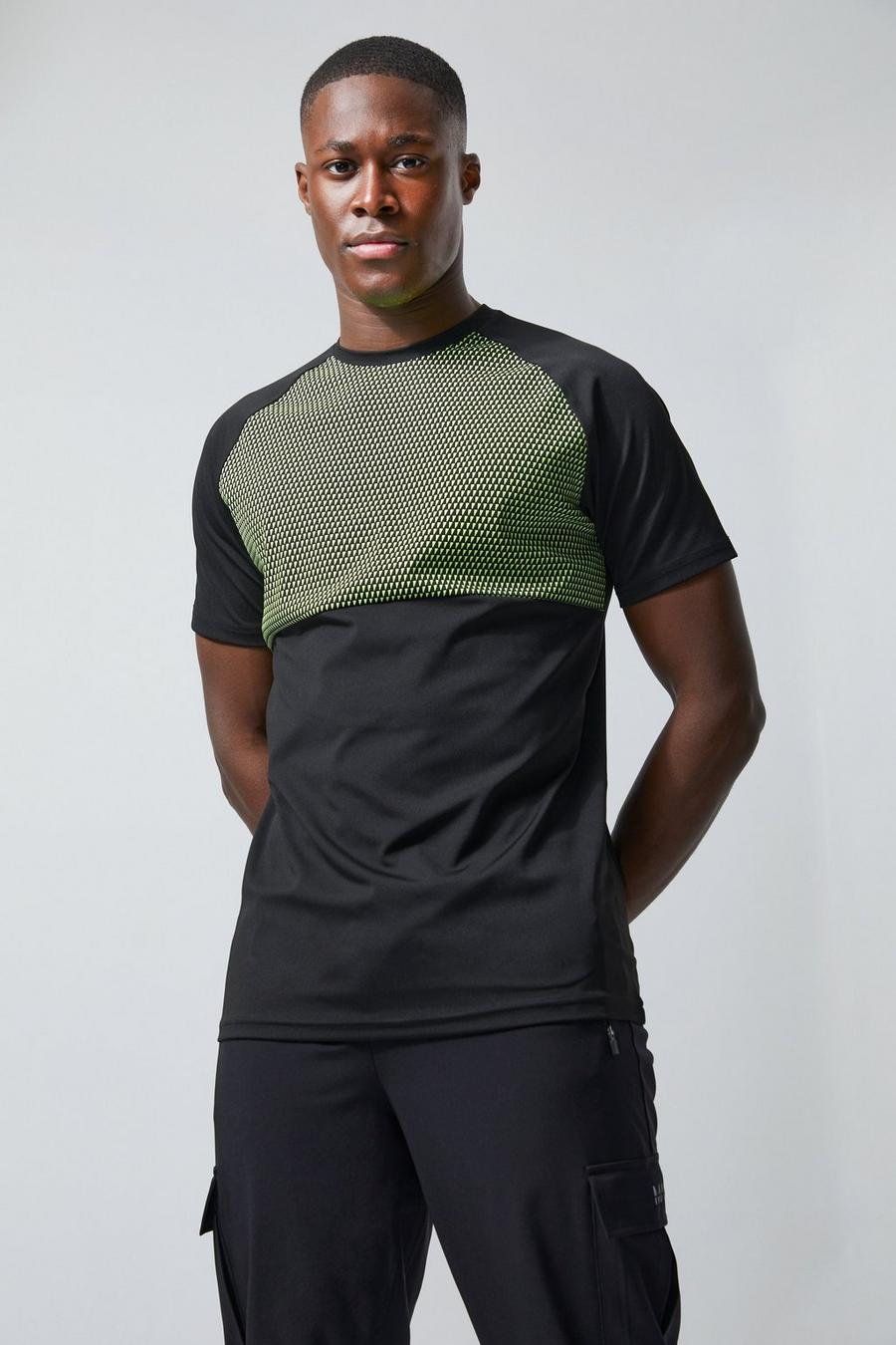 T-shirt Man Active con stampa a contrasto, Black negro