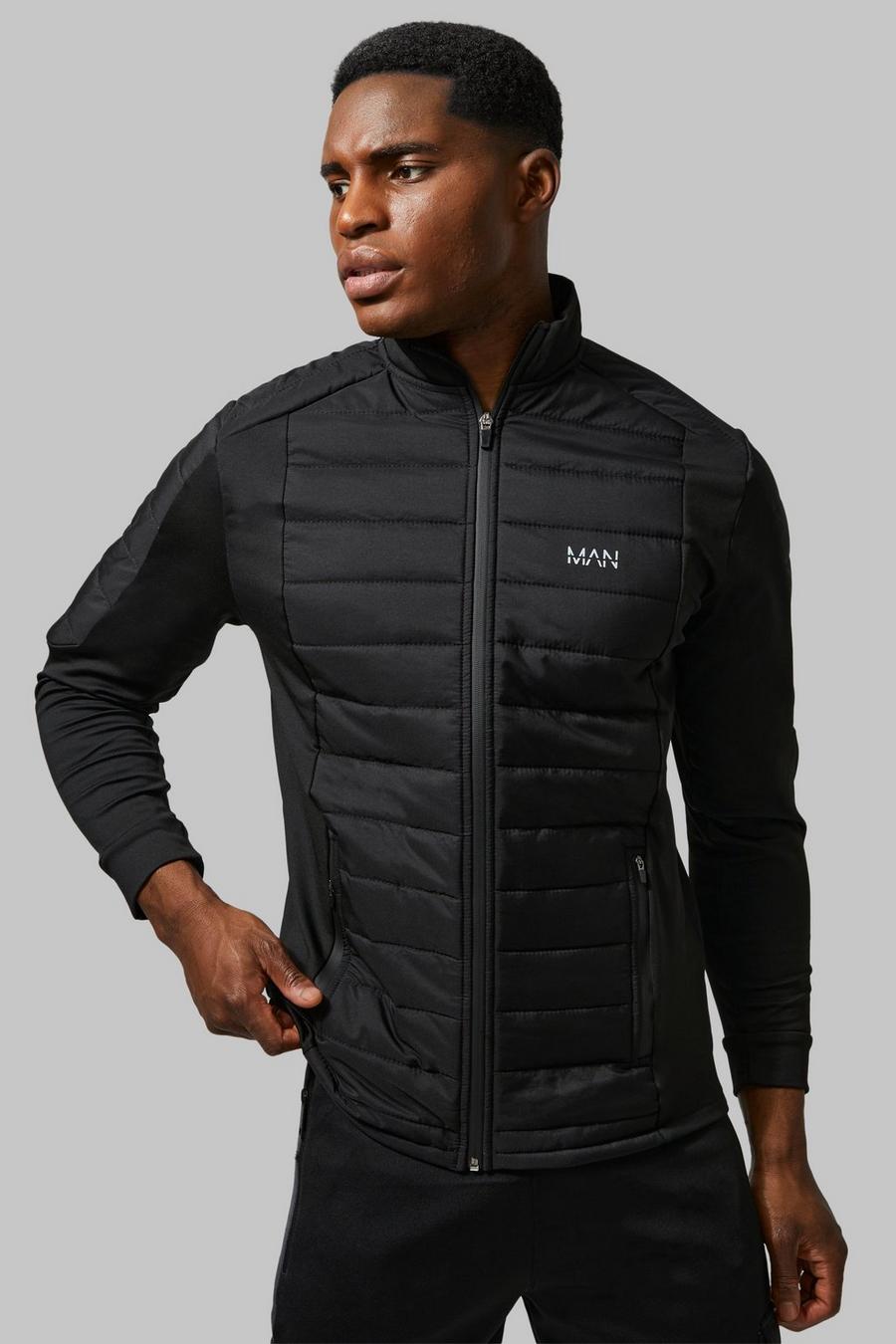 Black Man Active Hybrid Quilted Zip Through Jacket image number 1