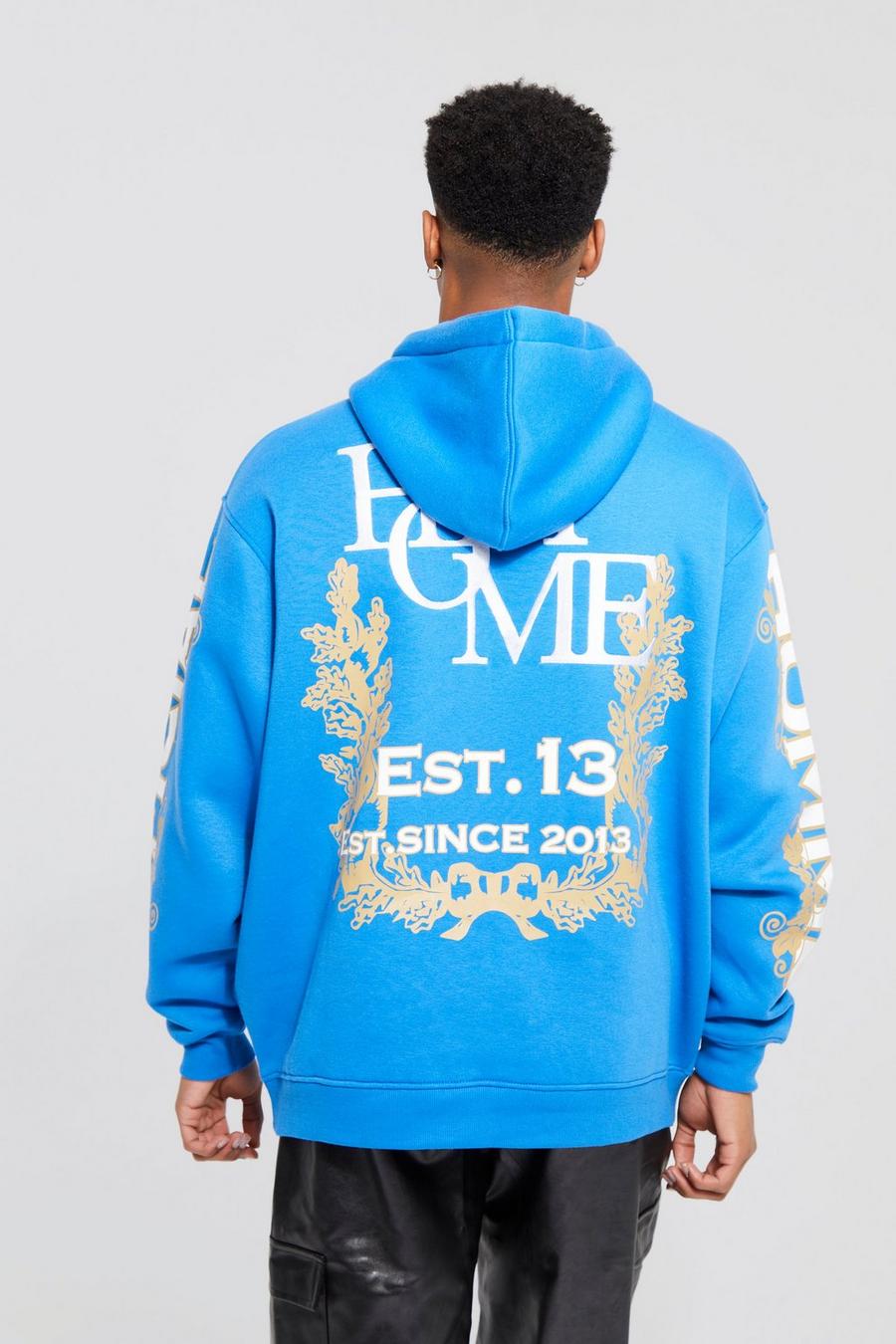 Cobalt Oversized Homme Embroidered Hoodie image number 1