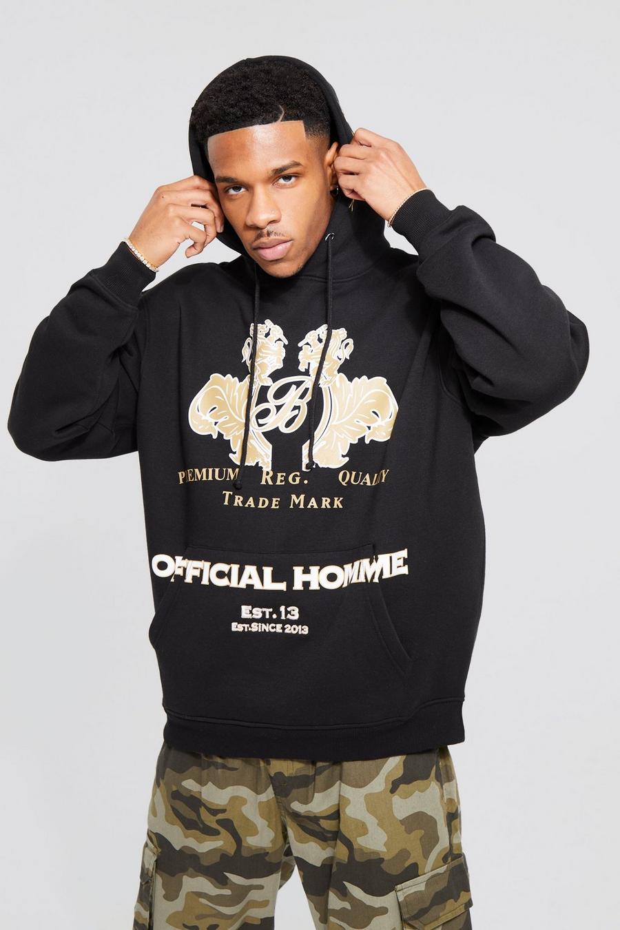 Black svart Official Oversize hoodie med brodyr