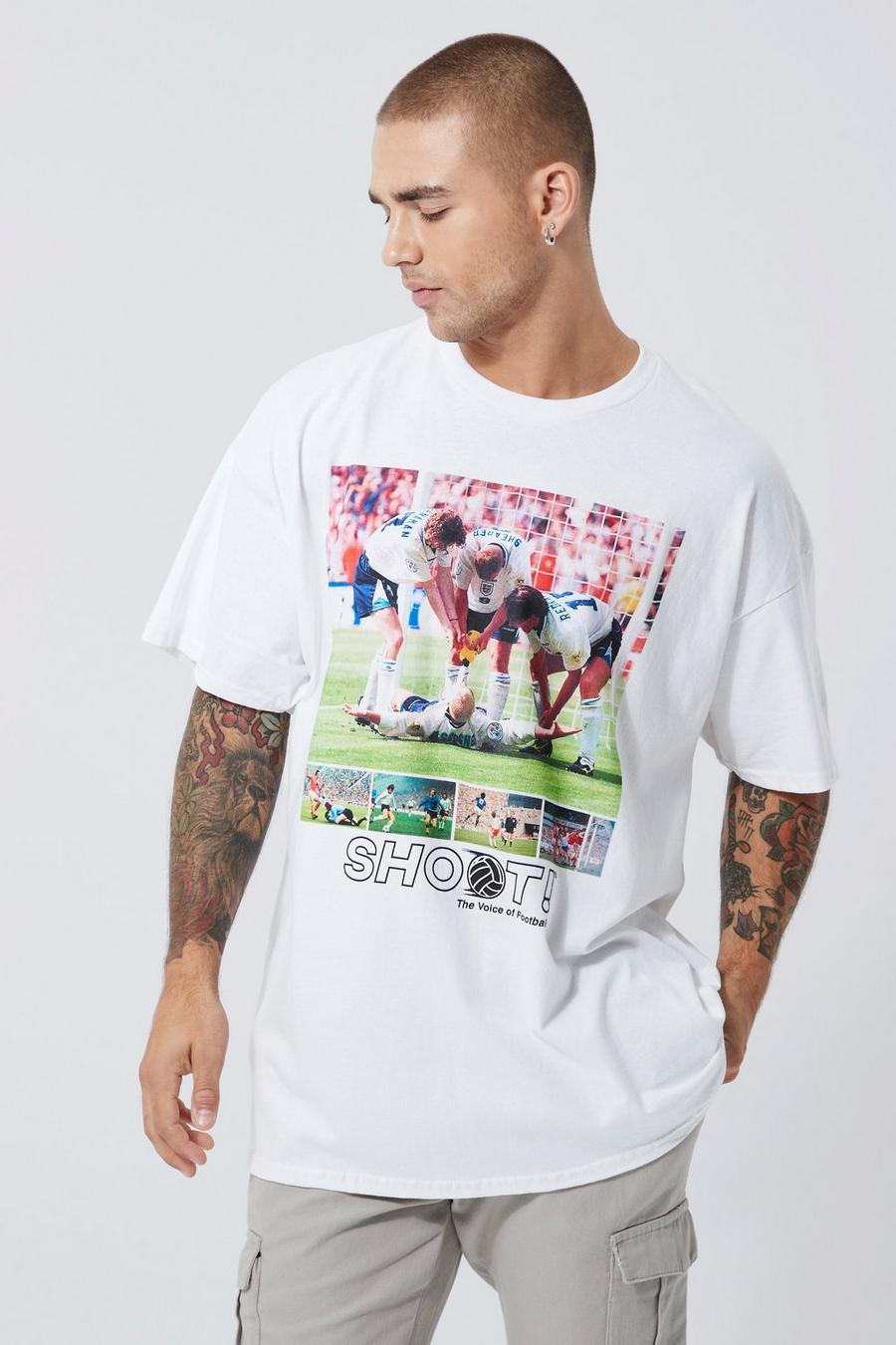White weiß Oversized Shoot Football License T-shirt