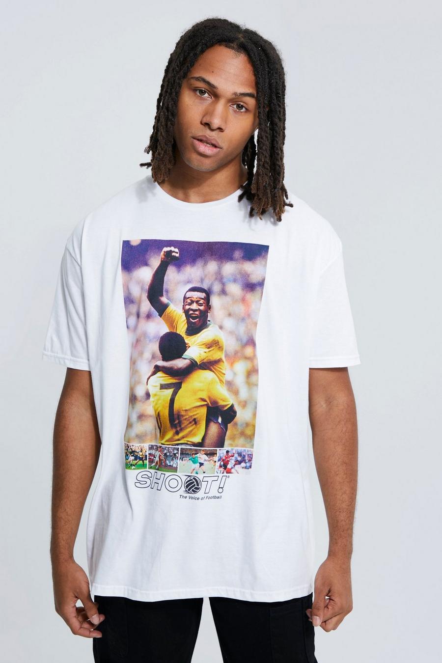 Oversize T-Shirt mit lizenziertem Shoot Football Print, White