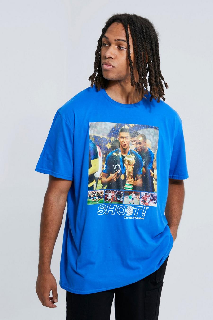 Cobalt blue Oversized Shoot Football License T-shirt