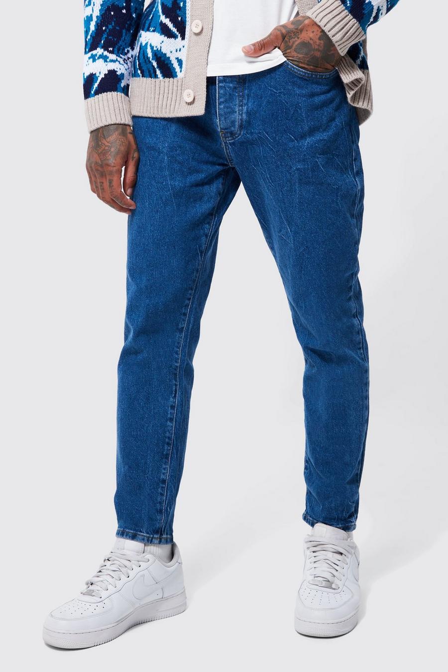 Mid blue Jeans med avsmalnande ben image number 1