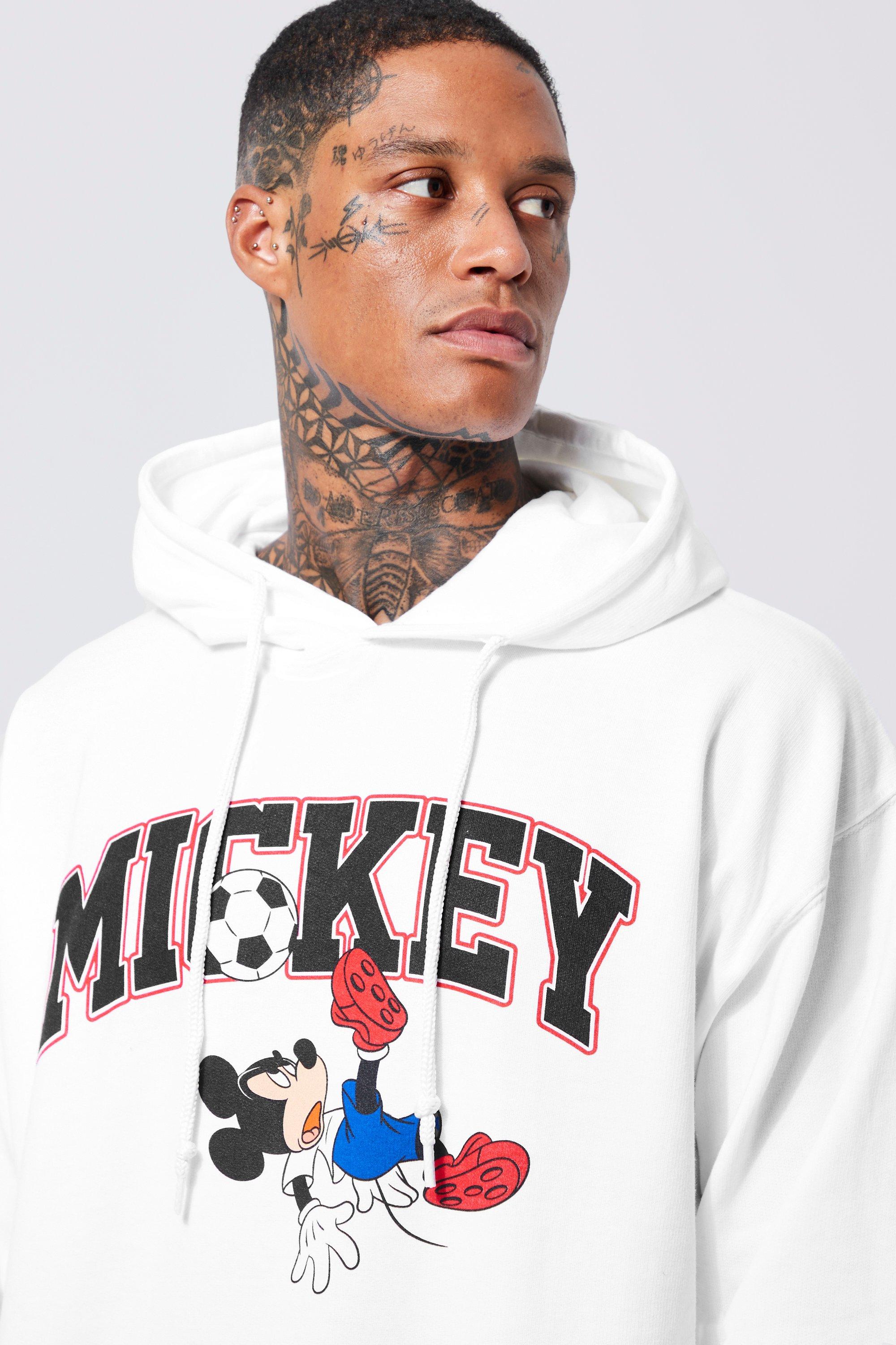 Mickey mouse hoodie deals mens white