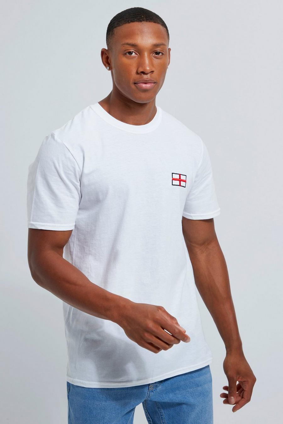 T-Shirt mit England Flaggen-Stickerei, White image number 1