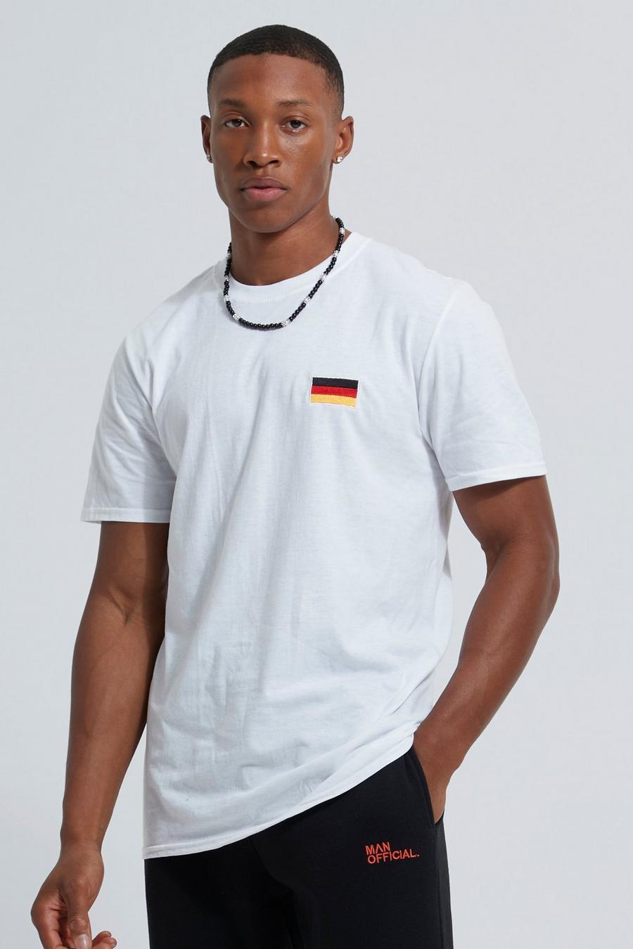 White blanc German Embroidered Flag T-shirt