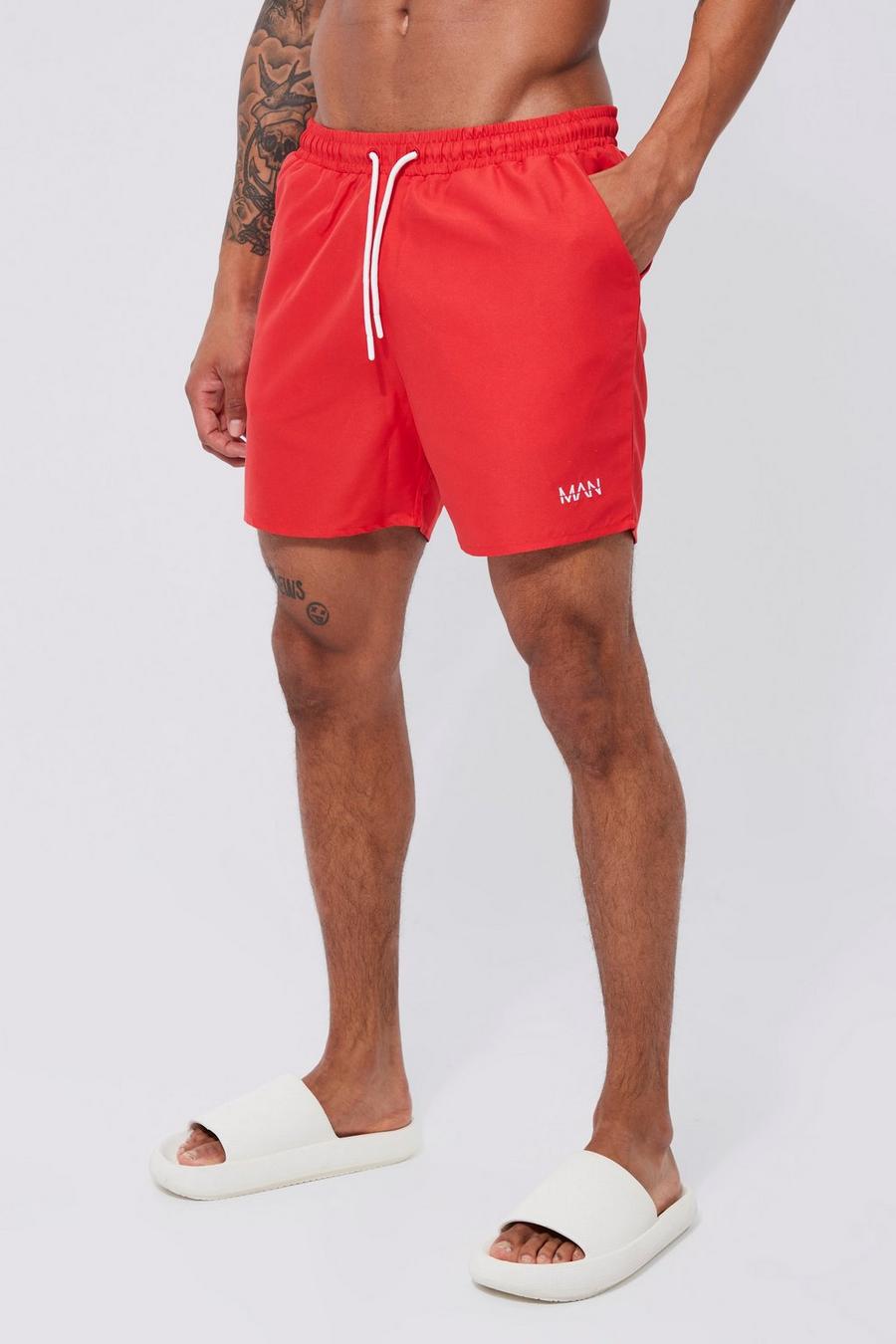 Red Original Man Mid Length Swim Shorts image number 1