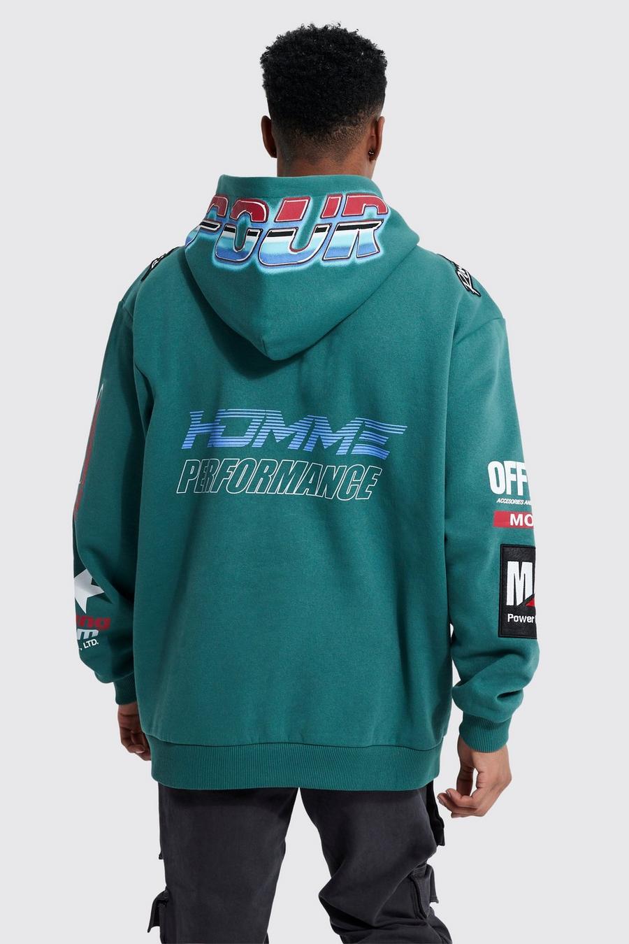 Forest Oversized Moto Badged Hoodie image number 1