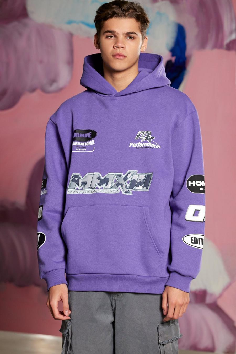 Purple Oversize hoodie med tryck image number 1