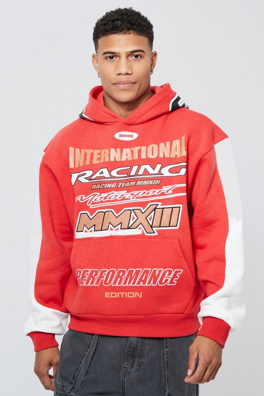Red Oversized hoodie med tryck image number 1