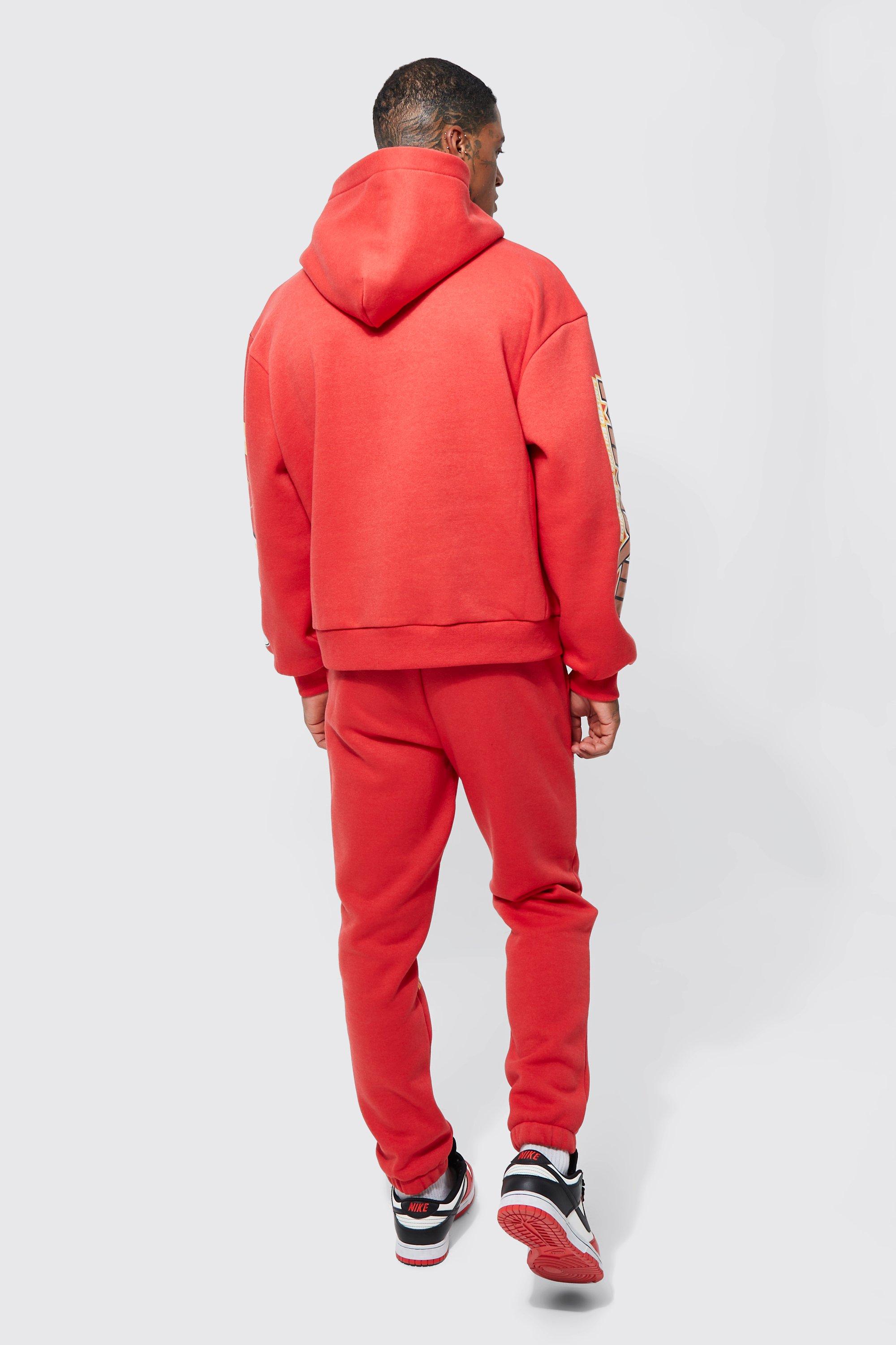 Oversized Boxy Moto Graphic Hooded Tracksuit boohoo FI