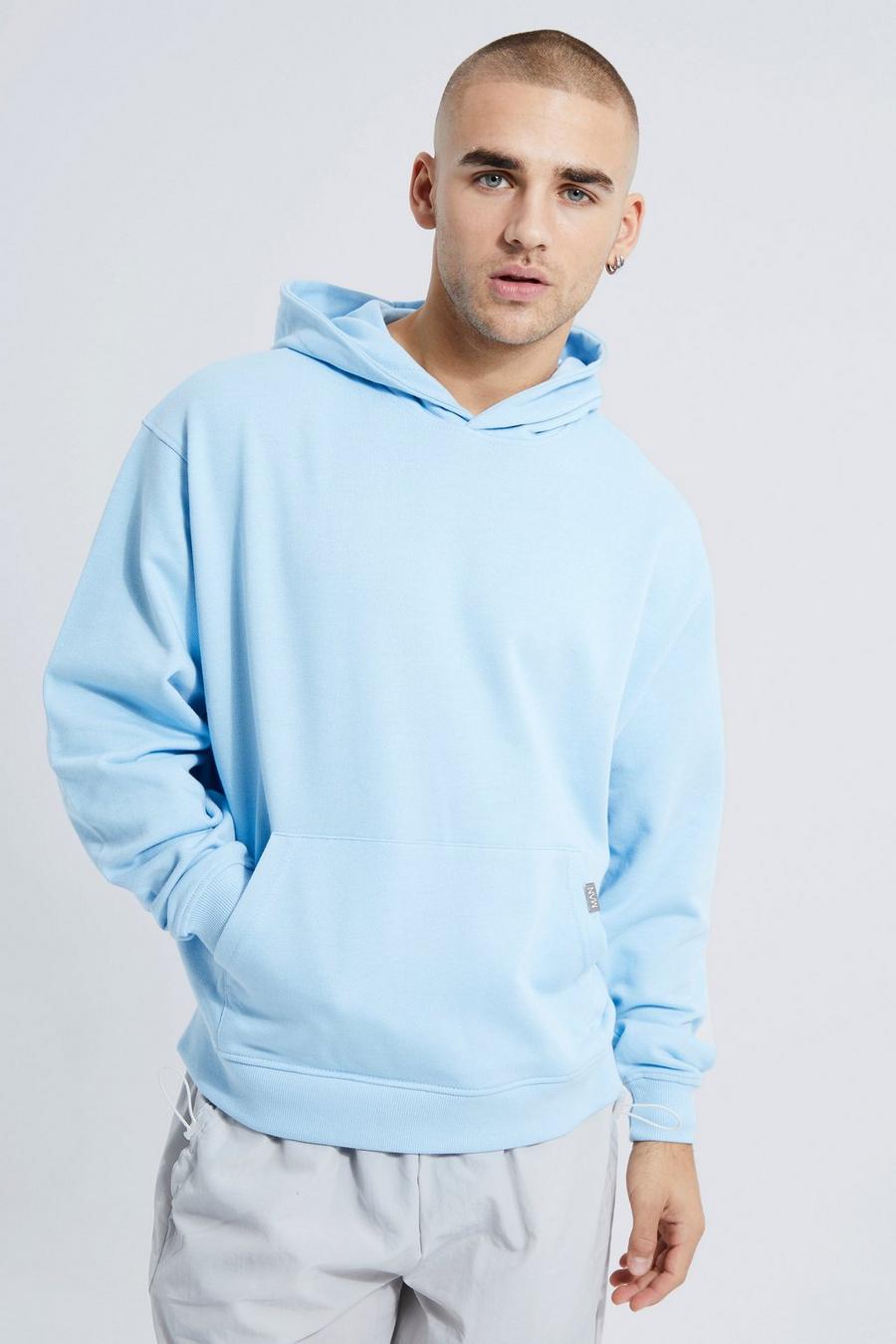 Light blue Boxy Heavy Loopback Hoodie image number 1