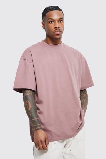 Oversized Extended Neck Heavy T-shirt mauve