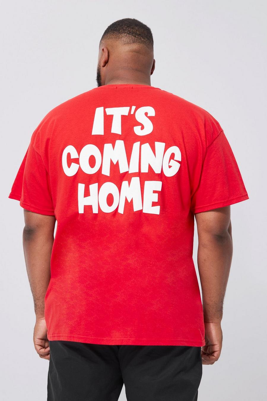 Red rouge Plus Its Coming Home T-Shirt Met Reliëf